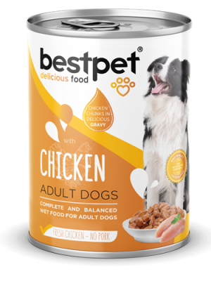 Bestpet 400 gr X 12 ADET  Yetişkin Köpekler İçin, Taze Tavuk Parça Etli Ve Soslu Yaş Mama