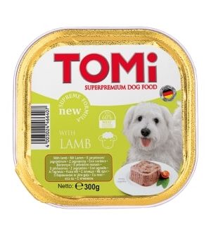 TOMI KÖPEK KUZU ETLI PATE ALÜMINYUM YAŞ MAMA 300 GR (PATE) X 3 ADET