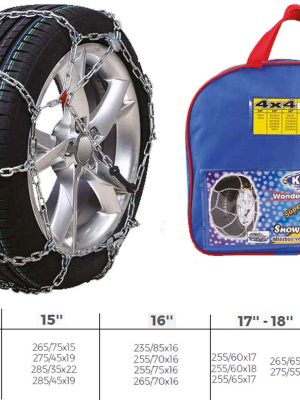 PATİNAJ ZİNCİRİ 4x4 JEEP - MİNİBÜS VE HAFİF TİC.ARAÇ ZİNCİR EBATLARI İÇİN RESİME BAKINIZ