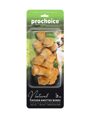 Prochoice 7 parça Natural Chicken Knotted Bones, Tavuk Etli Düğümlü Köpek Ödül Kemiği