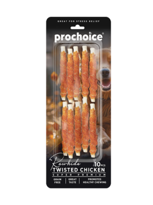 Prochoice 10 parça Twisted Chicken, Köpekler için Tavuk Derili Burgu Ödül Çubuğu