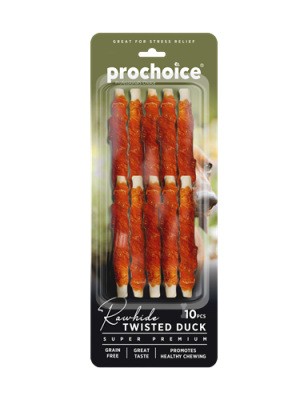 Prochoice 10 parça Twisted Duck, Köpekler için Ördek Derili Burgu Ödül Çubuğu