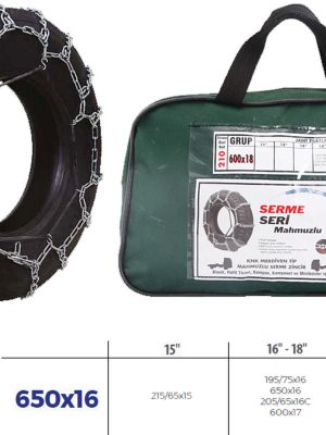 PATİNAJ ZİNCİRİ MİNİBÜS VE KAMYONET SERME 650x16 ZİNCİR EBATLARI İÇİN RESİME BAKINIZ
