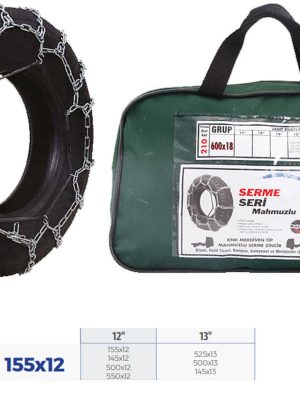 PATİNAJ ZİNCİRİ BİNEK VE HAFİF TİC.ARAÇ SERME 12-13 JANT 155x12 ZİNCİR EBATLARI İÇİN RESİME BAKINIZ