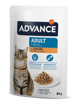 ADVANCE CAT ADULT CHICKEN WET POUCH 85 GR X 6 ADET