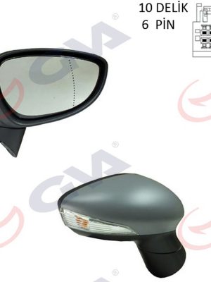 DIŞ DİKİZ AYNASI SOL FIESTA 12 ELEKTRİKLİ ISITMALI SİNYALLİ ASTARLI ASFERİK 6 FİŞ VM-6326EHPAL