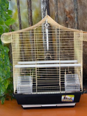 EUROGOLD PIRINÇ TELLI ÜÇGEN ÇATILI KUŞ KAFESI 31X42X45CM X 1 ADET