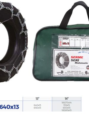 PATİNAJ ZİNCİRİ BİNEK VE HAFİF TİC.ARAÇ SERME 13-14 JANT 640x13 ZİNCİR EBATLARI İÇİN RESİME BAKINIZ