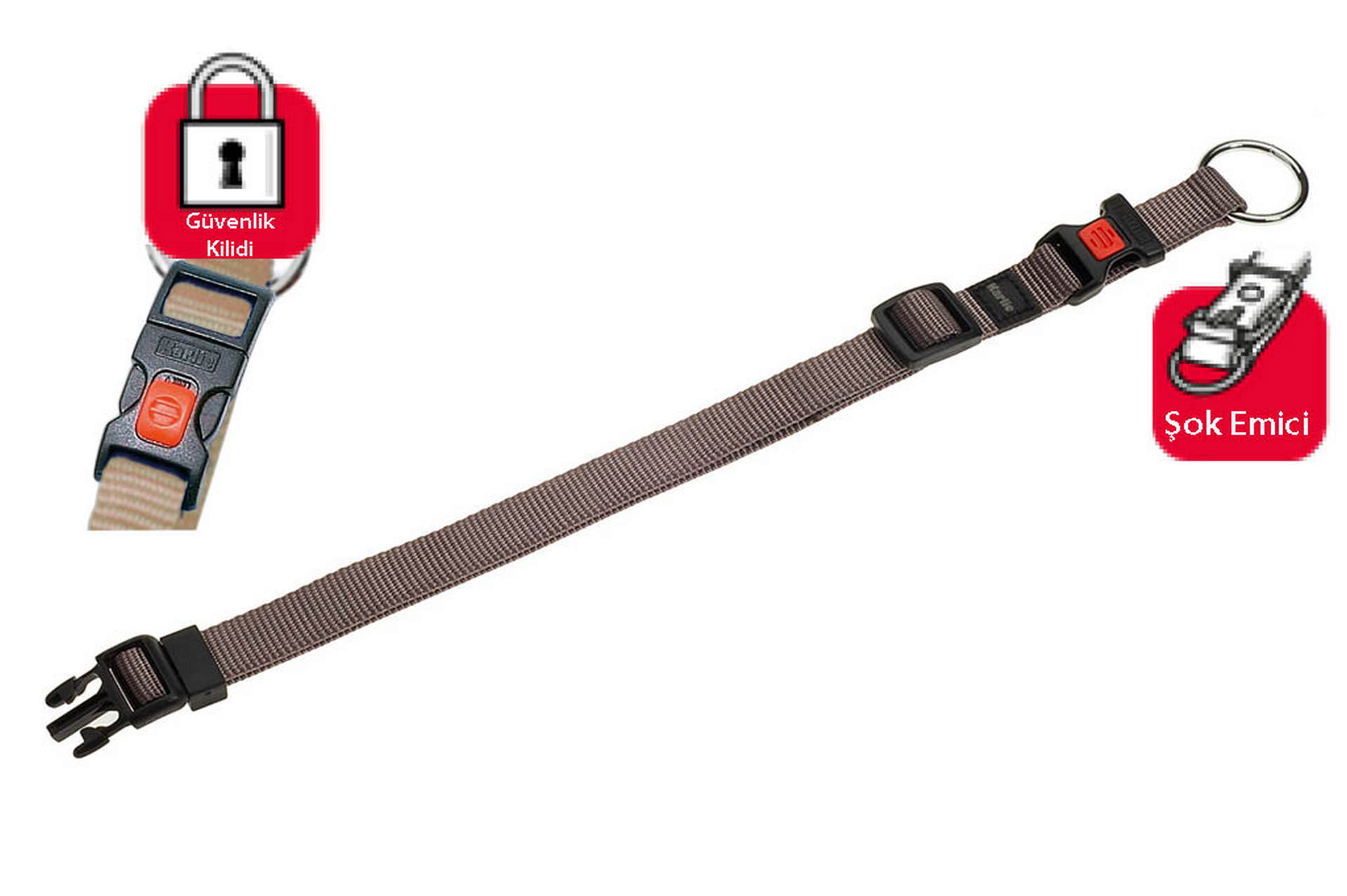 994727_92500966.jpg Karlıe Kilitli Boyun Tasma Xs 20-35cm Gri - Görsel 1