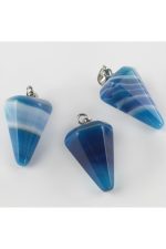 Akik Pandül Doğaltaş Kolye Ucu-Mavi