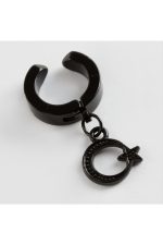 Ay Yıldız Mıknatıslı Çelik Erkek Küpe Kıstırmalı 1 Adet-Siyah