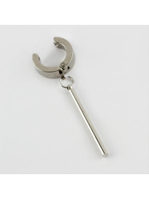 Çubuk Figürlü Mıknatıslı Çelik Erkek Küpe Kıstırmalı 1 Adet-Parlak Siyah