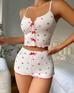 Kadın Beyaz Fiyonk Desenli Seksi Gecelik Takım 5007 - Görsel 2