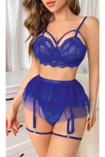 Mavi Bel Tüllü Kadın Seksi Fantezi Jartiyer Takım 2121 - Görsel 2
