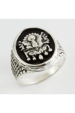 Osmanlı Metal Erkek Yüzük-Gümüş Rengi - Görsel 2