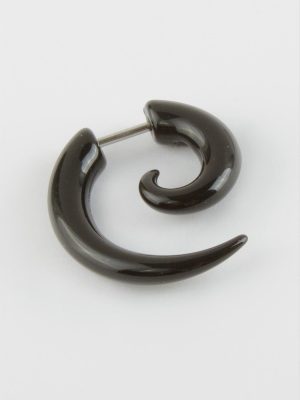 Yarım Ay Erkek Çelik Küpe-Siyah