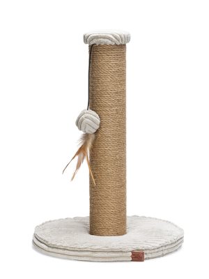 Beeztees DBL Kedi Tırmalama ve Oyuncağı, Açık Gri, 35x35x50cm