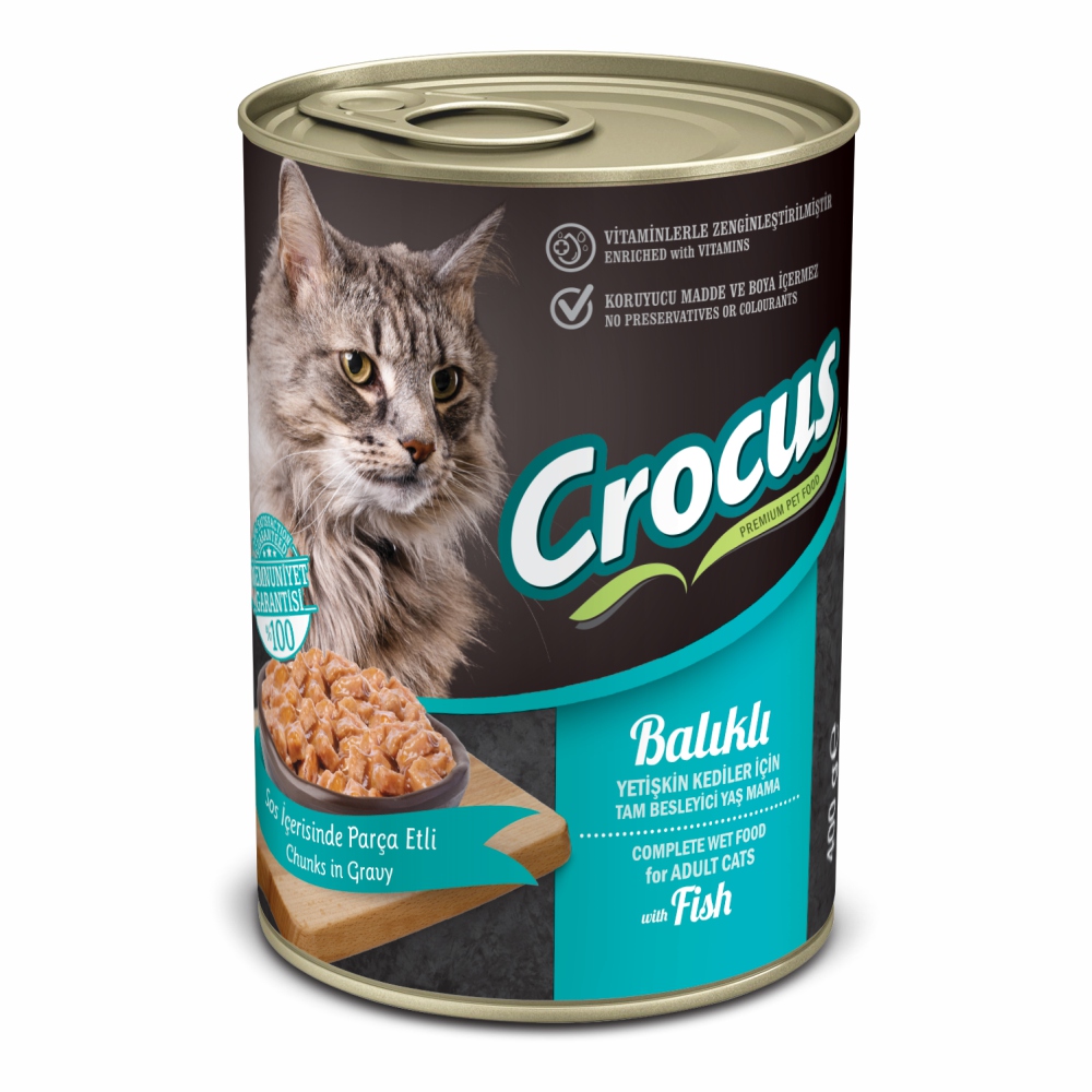c619faf26b9ccbe67cc00ef5f3d47994.jpg CROCUS YETIŞKIN KEDI BALIKLI YAŞ MAMA 400 GR X 6 ADET - Görsel 1