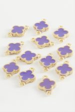 Çiçek Çift Kulplu Mineli Bileklik ve Kolye Ucu Aparatı 1 Adet-Lila - Görsel 2