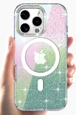 Joko iPhone 14 Pro Max Rasasi Simli Magsafe Kapak - Şeffaf - Görsel 2