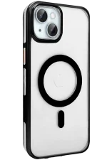 Joko iPhone 15 Gleam PC Sert Magsafe Kılıf - Şeffaf-Siyah
