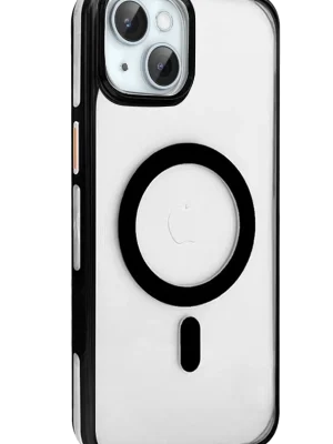 Joko iPhone 15 Gleam PC Sert Magsafe Kılıf - Şeffaf-Siyah