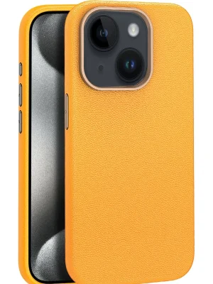 Joko iPhone 15 Kılıf Wonder Deri Magsafe Kapak - Turuncu