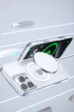 Joko iPhone 15 Pro Gleam PC Sert Magsafe Kılıf - Şeffaf - Görsel 4