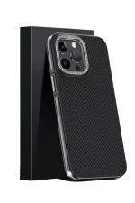 Joko iPhone 15 Pro Kılıf Aramid 600D Kevlar Karbon Fiber Magsafe Kapak - Gri - Görsel 2