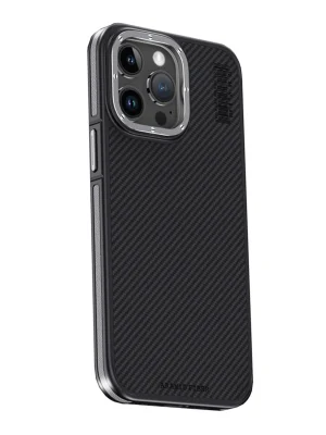 Joko iPhone 15 Pro Kılıf Aramid 600D Kevlar Karbon Fiber Magsafe Kapak - Gri