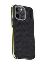 Joko iPhone 15 Pro Kılıf Aramid 600D Kevlar Karbon Fiber Magsafe Kapak - Sarı