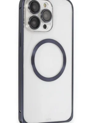 Joko iPhone 15 Pro Kılıf Metal Bumper Magneticsafe Kapak - Lacivert
