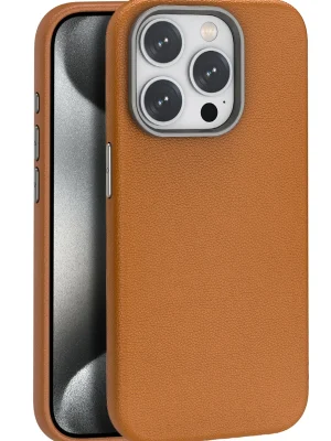 Joko iPhone 15 Pro Kılıf Wonder Deri Magsafe Kapak - Kahverengi