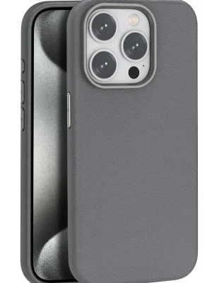 Joko iPhone 15 Pro Kılıf Wonder Deri Magsafe Kapak - Titan Gri