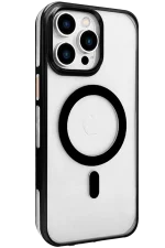 Joko iPhone 15 Pro Max Gleam PC Sert Magsafe Kılıf - Şeffaf-Siyah