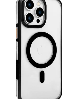 Joko iPhone 15 Pro Max Gleam PC Sert Magsafe Kılıf - Şeffaf-Siyah