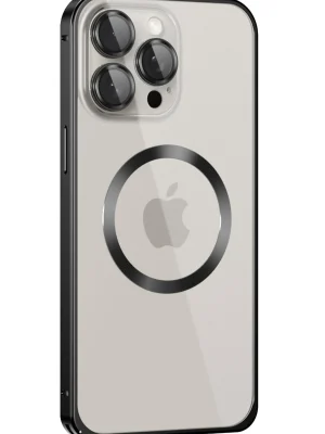 Joko iPhone 15 Pro Max Kılıf Metal Bumper Magneticsafe Kapak - Siyah