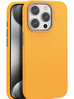 Joko iPhone 15 Pro Max Kılıf Wonder Deri Magsafe Kapak - Turuncu