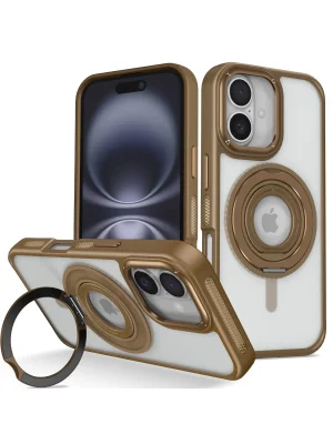 Joko iPhone 16 Banza Magsafe Standlı Kapak - Kahverengi