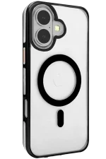 Joko iPhone 16 Gleam PC Sert Magsafe Kılıf - Şeffaf-Siyah