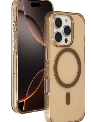 Joko iPhone 16 Pro Max Gleam PC Sert Magsafe Kılıf - Şeffaf-Gold