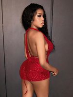 Kadın Kırmızı Parlak Fantezi Gece elbisesi 5039 - Görsel 2