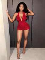 Kadın Kırmızı Parlak Fantezi Gece elbisesi 5039 - Görsel 4