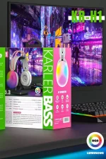 Karler Bass KRH1 RGB Kafaüstü Kablosuz Kulaklık - Siyah - Görsel 2