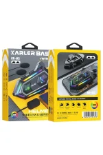 Karler Bass KRM2 RGB Motosiklet Sürücüleri İçin IPX6 Su Geçirmez Özellikli Kablosuz Bluetooth Kulaklık - Siyah - Görsel 2