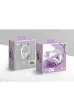 Karler Bass STN28 Kablosuz Kedi Kulaklık - Lila - Görsel 2