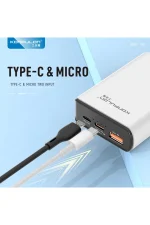 Konfulon A6Q 22.5W Usb 3.0 ve 20W Type-C Çıkışlı 10.000 mAh PD Powerbank - Siyah - Görsel 7