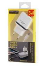 Konfulon C33 Hızlı Şarj Cihazı 3in1 (Dahili Micro USB Kablolu) - Görsel 2