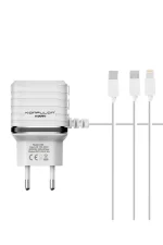 Konfulon C33 Hızlı Şarj Cihazı 3in1 (Dahili Micro USB Kablolu)