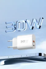 Konfulon C89Q 1 Adet 30W Type-C ve 1 Adet 22.5W USB Çıkışlı Ekstra DL49 1M USB to Type-C Kablolu PD Şarj Cihazı - Beyaz - Görsel 2